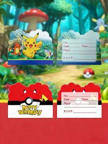 20 SZTUK. Kartka okolicznościowa z kreskówkową grafiką, jednostronicowe zaproszenie na przyjęcie urodzinowe dla dzieci, materiały ślubne.