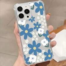 Funda transparente anticaídas con diseño floral azul para teléfono. Compatible con los modelos 17, 16, 15, 14, 13, 12/16, 14 Plus/17, 12 Pro/17, 12 Pro/17/11/11 Pro - Colores mixtos 1 - Ver 4