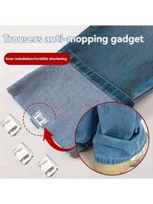 10个隐形裤腿夹，可缩短裤长，无需缝纫，卷边设计防止裤子拖地。