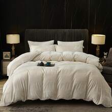 Queen Size 3pcs Ultra Soft Breathable Comforter Cover Set, Luxury Cozy Flannel Duvet Cover With Pillow Shams, 90" X 90", Dark Grey,  And  Bedding Collection - 沙子(無棉被) - 查看 1