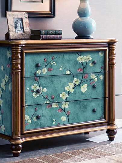 Roll Vintage American Dark Groen 3D Bloemen Embossed Self Adhesive Removable Vinyl Wallpaper, Bedroom, Living Room, Dining Bathroom, Office Background view 8