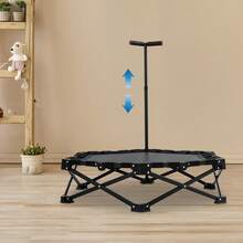 Trampolín plegable, trampolín con asas ajustables, trampolín plegable a prueba de golpes y arañazos para adultos y niños, para uso en interiores y exteriores, en centros comerciales, parques infantiles, plazas y en apartamentos. - Negro - Ver 2