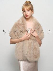 1pc Women's Solid Color Fashionable Warm Faux Fur Shawl, Suitable For Bridal Parties And Everyday Use For Dress