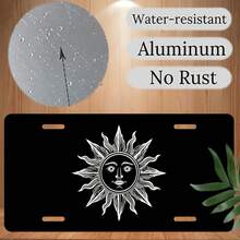 Car P, Car P, License Plate Frame And Cover, Decorative Front Sun Face Symbol, Waterproof Decorative Aluminum License Plate Frame And Cover, Unisex, 12inch X 6inch - A - View 3