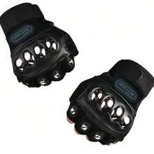 Fingerless Steel Shell Motorcycle Gloves - Cycling, Driving Gloves