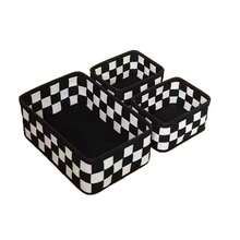 1/3 piezas Juego de cestas de almacenamiento a cuadros en blanco y negro con diseño tejido - Organizador versátil para cosméticos, cuidado de la piel, lápiz labial y aperitivos para escritorio, hogar, cocina, accesorios de baño