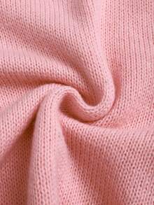 大码女式纯色落肩长袖单排扣抽绳连帽针织开衫，带抽绳帽兜，袖口和下摆收紧，粉色 - 粉色 - 查看 7