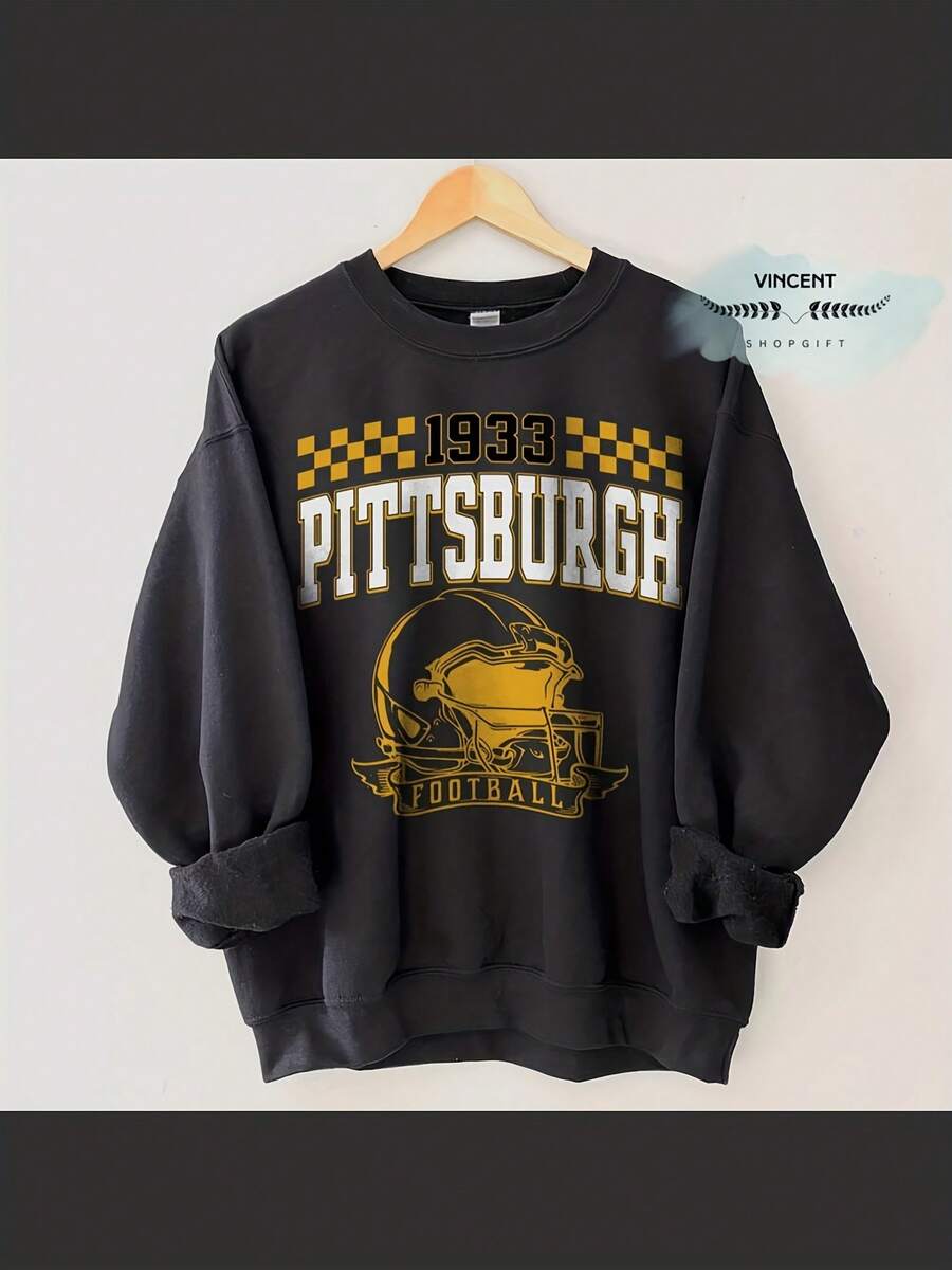 Pittsburgh Football Sweatshirt, Pittsburgh Shirt Retro Style 90s Vintage Unisex Crewneck, Graphic Tee Gift For Football Fan Sport