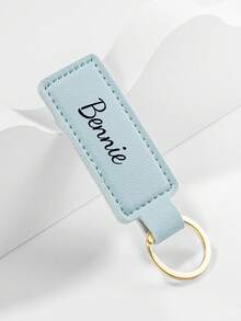 1pc Custom Keychain PU Leather Keychain Fashionable And Simple Square Leather Buckle Can Print Logo Leather Pendant Men's And Women's Keychains