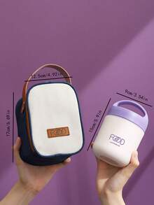 1 Miếng Nhỏ bé Thép không gỉ 304 Cách nhiệt Bữa trưa Súp Hộp Có túi - Màu tím - Xem 5