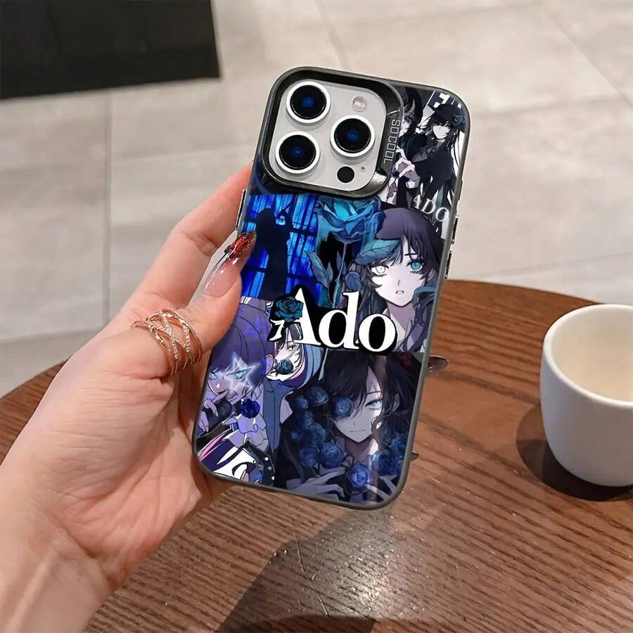Funda para teléfono Ado Kyogen X Uta compatible con 17, 16E, 16, 15, 14, 13, 12, 11, Pro,,, X, XR, XSMAX, 8, Plus, con una parte trasera mate a prueba de golpes. - Negro - Ver 1