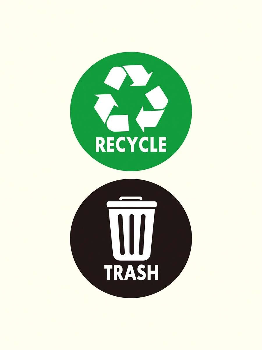 6 Stücke/Packung 5.59inch * 5.59inch Aufkleber für Mülltrennung, nicht klebend (wasserfest, schmutzabweisend, UV-beständig, reißfestes Material)