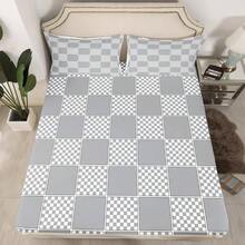 - Juego de ropa de cama de cuadros grises a cuadros para nios, nias, diseo geomtrico moderno de cuadros - Gris - Ver 2