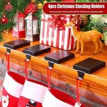 6 Pcs Stocking Holders Metal Stocking Hangers Mantle Hanging Hooks Holiday Xmas Fireplace Stair Indoor Decor Sliver