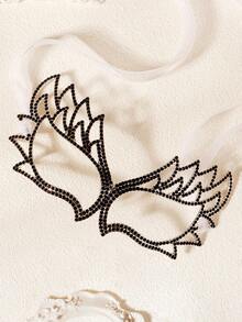 1件夸张时尚面具，镂空金属猫眼水钻半脸面具，圣诞节派对配饰 - 紅色 - 查看 7