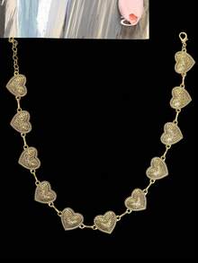 1 件街头复古心形帽链配饰，时尚百搭可拆卸帽饰，适用于毡帽和高顶礼帽