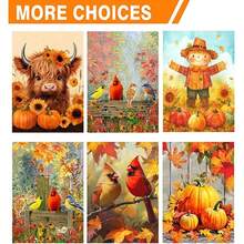 Fall Garden Flag 12x18 Inch Double Sided Outside Autumn Maple Leaves Cardinal Birds Thanksgiving Yard Flag Outdoor Seasonal Decoration# DOUYYY