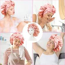 Gorros De Seda Para Dormir Para Mujeres, Gorro De Dormir De Noche De Satn Ajustable, Banda Elstica Suave, Gorros De Seda Para Dormir, Cap Para El Cabello Con Banda Para Atar negro, talla nica - rosa + Talla única - Ver 6