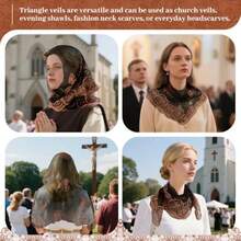 DOCILA Square Veil Women Vintage Embroidered Rose Floral Hair Scarf Sheer Lace Church Mass Mantilla Prayer Head Coverings#SSDD B BJNHMJ