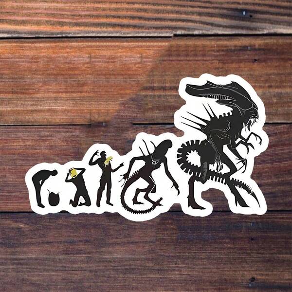 3-Inch "Xenomorph Evolution: Sci-Fi Horror Gag" – Playful Alien Franchise & Transformation Vibes (Playful "Monster Life Cycle" Attitude) Vinyl Sticker - Mischievous "Alien Creature Progression + Sci-Fi Lore Charm" Vibe Graphic For Laptops, Alien Fandom Spaces, & Horror Enthusiasts | Great For Sci-Fi Lovers & Franchise Jokes | Perfect For Vibes | Charming Sticker For Cinematic + Relatable Decor