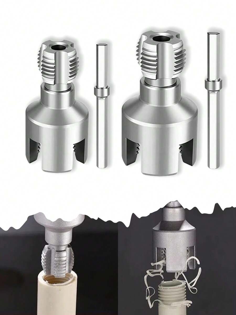 2 Pieces Household PPR Water Pipe Internal And External Thread Opener, PVC/PE Pipe, 1/2inch, 3/4inch, Electric Drill Tapping Tool