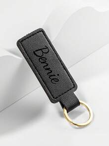 1pc Custom Keychain PU Leather Keychain Fashionable And Simple Square Leather Buckle Can Print Logo Leather Pendant Men's And Women's Keychains