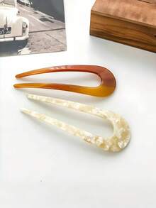 1pc Women's Ombre Acetate U-Shaped Hair Clip, Suitable For Daily Use, Suitable For Fine Or Normal Hair, Combs, Haircomb, Side Comb