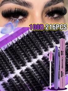 万圣节和圣诞节新品假睫毛 216/192 股簇，大容量多功能睫毛套装，30D+40D+50D+60D+80D+100D，D 卷曲假睫毛，多长度混合密度睫毛夹套装，包括睫毛粘合剂和密封剂，睫毛工具镊子，化妆刷，D 卷曲 10-18 毫米混合单根睫毛，DIY 假睫毛，柔软 3D 蓬松睫毛夹，DIY 漫画风格睫毛夹，方便家庭使用 - 紫色 - 查看 9
