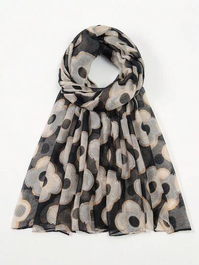 1pc Floral Print Cute Casual Street Style Polyester Scarf, All Season