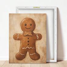 1pc, Canvas Wall Art, Framed Wall Decor, Vintage Christmas Gingerbread Print, Holiday Winter Wall Decoration, Gingerbread Man Painting, Christmas Seasonal Printable Wall Art, Festive Home Santa Claus Art Print, Christmas Poster, Room Decor, Dorm Decor, Bedroom Decor, Bathroom Decor, Home Decor, Holiday Gift - Multicolor - View 10