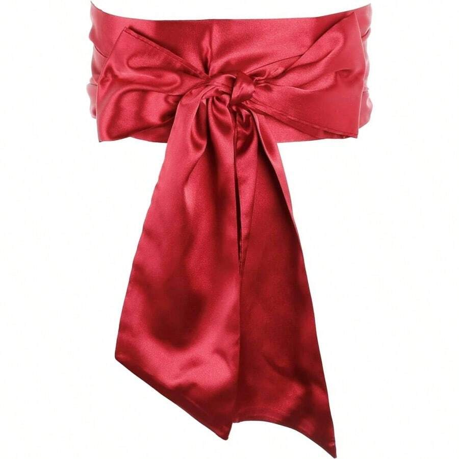 Wedding Satin Sash Belt Women Dress Sash Bridal Belt Waist Belts Party Special Occasion Formal Prom Dresses 3.74'' Wide - Wide Red - 最初的 - 查看 1
