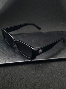1pc Black Gemstone Spider Shaped Hip Hop Rock Vintage Small Square Sunglasses, Fashionable Eyewear For Men & Women, Y2K Leopard Print, Rimless Tinted, Vintage Classic, Retro, Luxury, Travel, Sun Protection, Decorative Eyewear - 黑框/全灰(黑蜘蛛) - 查看 2