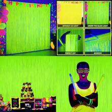 MegaL Glow In The Dark Party Supplies 2 Pack Neon Party Decorations 6.6 X 6.6 Ft Fluorescent Macaron Yellow Tinsel Foil Fringe Curtains Photo Booth Prop Backdrop Streamer Birthday Party Decor# DOUYYY