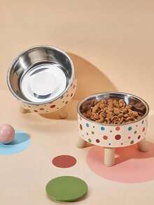 Bát đựng thức ăn và nước uống cho mèo cưng bằng thép không gỉ chống lật, chống trượt, dễ vệ sinh, thích hợp cho mèo và chó ăn uống trong nhà (Hình tròn) - Nhiều màu - Xem 8