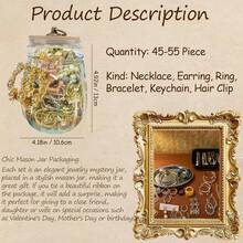 SALEMystery Jewelry Jar 25.4fl Oz, Surprise Vintage Jewelry Jar Mystery, Gift Jewelry Set Multi Style Including Earrings Necklaces Bracelets/Anklets Rings Kracelet, Unique Birthday Gifts Her (45-50) - 1 - 查看 6