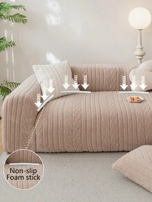 1 Stück einfarbige Plüsch Sofaüberwurf, weich & hautfreundlich, Jacquard Design, tierfreundlich, maschinenwaschbar, langanhaltend, Weihnachten Neujahr Feiertag Party Heimdekoration, Sofaschutz, passend für 1/2/3/4-Sitzer Sofa