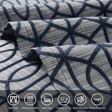 Beige And Black% Blackout Geometric Pattern Curtains, 52 Inch Wide 96 Inches Long 2 Panels, Thermal Insulated Noise Reducing Anti-Rust Grommet Drapes Bedroom Living Room,, Modern Style, Energy-Efficient - 深藍色和銀色 - 查看 5