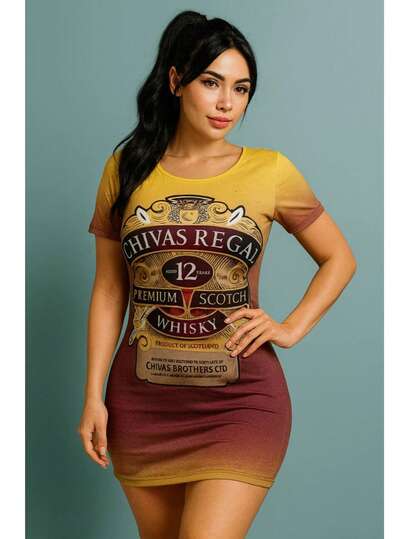 Vestido mini ajustado informal sexy para mujer con cuello redondo y mangas cortas para fiesta