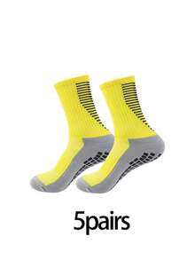 1/5 Pairs Men's Sports Socks, Towel Bottom Moisture Wicking Shock Absorbing Non-Slip Socks, Football Socks, Basketball Socks, Compression Socks