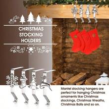 Stocking Holders Mantle Set Of 4, Weighted Stocking Hangers Mantel Fireplace, Stocking Hooks Xmas Decoration Silver