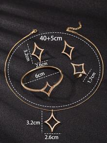 4pcs/Set Star Studded Rhinestone Ring, Necklace, Earrings, Bracelet Jewelry Set, Minimalist Unique Jewelry Set, Suitable For Daily Wear