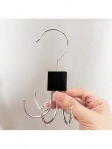 Belt Hanger, 6 Hook Belt Organizer, Rotating Tie Hanger With Wooden Base And Steel Hooks For Hats, Bags, And Scarves, Foldable And Compact,6-Claw Hanging Hook, Coat Hook, Scarf Hook, Belt Hook, Cabinet Storage Rack, Entryway Coat Rack Hook, Back-To-School & Home Essential,No Drill Multifunctional Rack For Belts, Ties, Underwear, Bags, Scarves,Clothing, Storage Hook