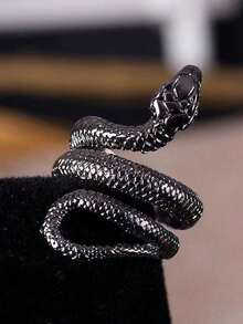 1pc Retro Punk Snake Shaped Adjustable Open Ring, Fashion Unisex Hip-Hop Accessories