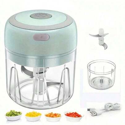 آلة تحضير الثوم الكهربائية الصغيرة، آلة تحضير اللحم المهروس المحمولة الصغيرة، آلة معالجة الطعام الكهربائية، مفرمة الثوم، مفرمة البصل والخضروات، آلة طعام صغيرة 8.45 أونصة، آلة ضغط مناسبة لمفرمة الفلفل الحار واللحم والتوابل، خلاط