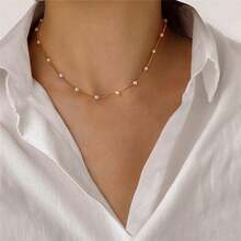 1pc Multi-Layer Minimalist Faux Pearl Necklace, Suitable For Women's Daily And Holiday Wear