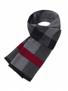 1pc Men's Luxury Business Scarf, Unisex Shawl, Men's Printed Scarf 180*30CM, Suitable For Business, Fashion Tassel Scarf, Classic Plaid Scarf - Multicolor - View 1
