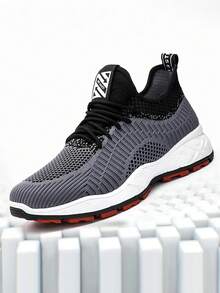 Zapatillas deportivas de malla transpirable para hombre para otoño Zapatillas de running elegantes,Nuevas zapatillas deportivas para hombre. informales y ligeras Calzado deportivo para hombre Parte superior de punto negro Confección de malla transpirable Suela blanda Diseño ligero Ideal para deportes al aire running recreativo Adecuadas para caballeros de mediana edad y mayores Zapatillas deportivas cómodas y transpirables - Gris - Ver 3