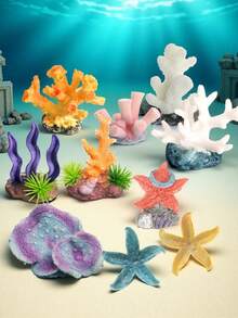 مجموعة من 10 قطع من الزينة المحاكية للشعاب المرجانية والنجوم البحرية والأعشاب البحرية ذات موضوع المحيط، مناسبة لخزانات الأسماك المياه العذبة والمالحة. ديكور نباتات بحرية - سهلة التنظيف، بأشكال تحت مائية جميلة وتصاميم مثيرة للاهتمام ونقوش دقيقة، وهي هدية مثالية لهواة خزانات الأسماك. - متعدد الألوان - مشاهدة 4
