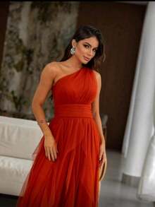Long Prom Dress For Bridesmaid Party - Burnt Orange - View 3