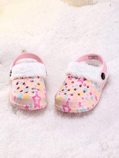 新款女童舒适时尚休闲冬季百搭保暖粉色星星镂空鞋